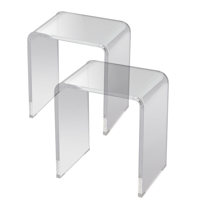 VEVOR Acrylic End Table 2 pcs C-Shaped Lucite Clear Side Tables for Living Room