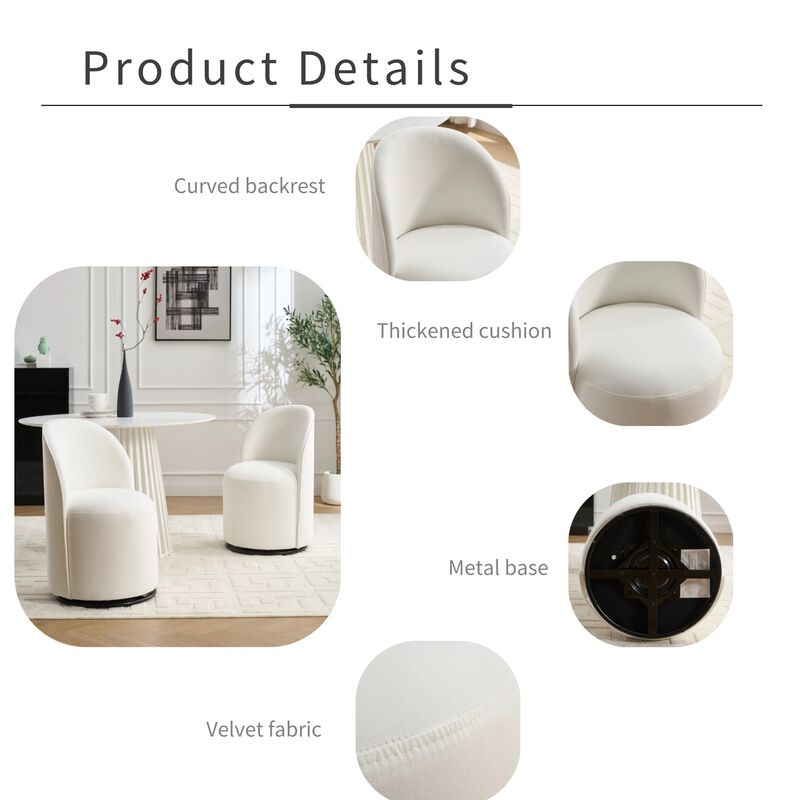 Modern Velvet Barrel Chair, 360&deg; Swivel Armless Accent Chair Side Chair image number 4