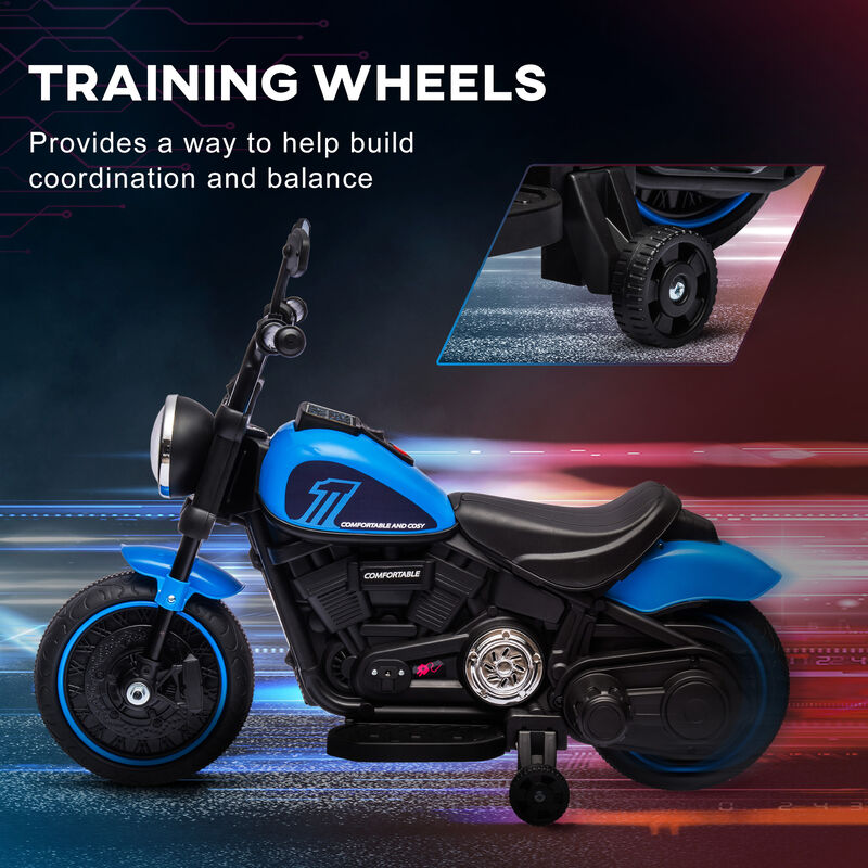 BreeBe 6V Kids Motorcycle w/ Training Wheels, Single-Button Start image number 4