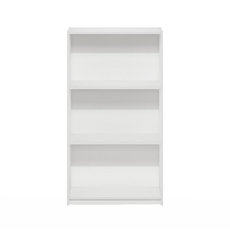 Basic 3-Tier Bookcase Storage Shelves, White/White