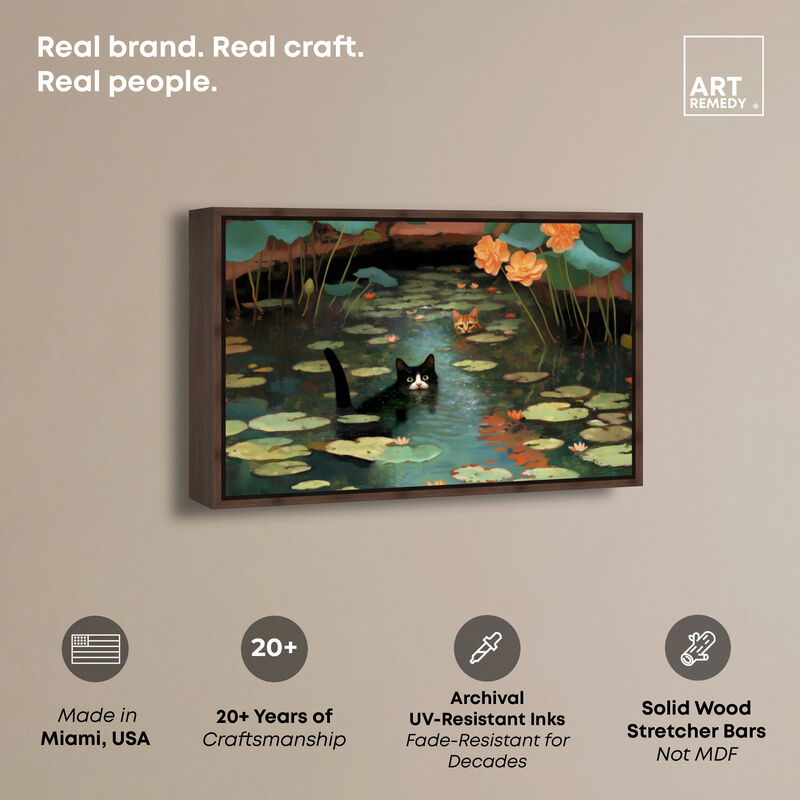 Kitty Pond Peeking I Animals Canvas Print by Art Remedy image number 2