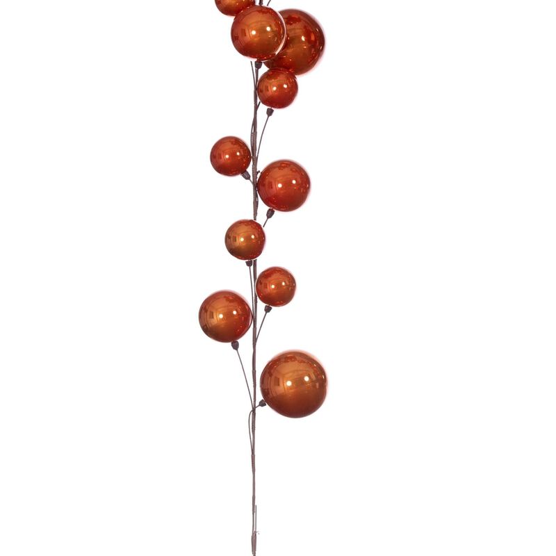 Vickerman 10' Burnished Orange Pearl Branch Ball Wire Garland. image number 3