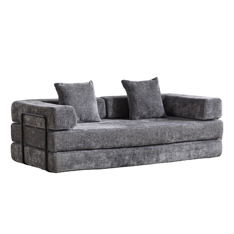 Whisen Chenille Convertible Folding Design Sectional Compression Sofa Floor Futon Couch image number 0