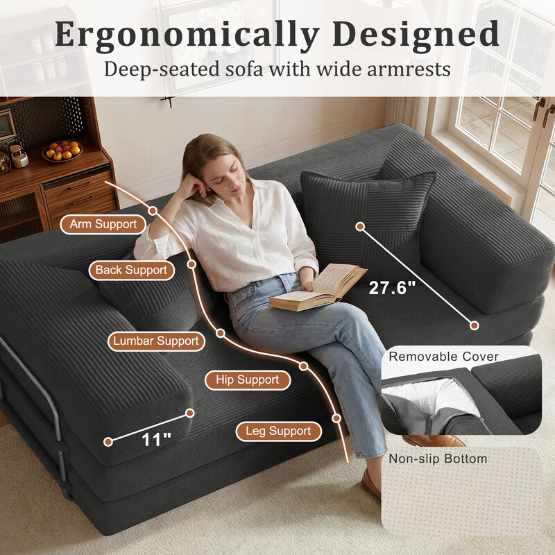 5-in-1 Convertible Sleeper Sofa Bed image number 6