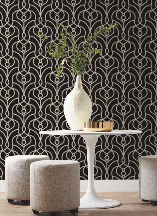 Divine Trellis Black Wallpaper