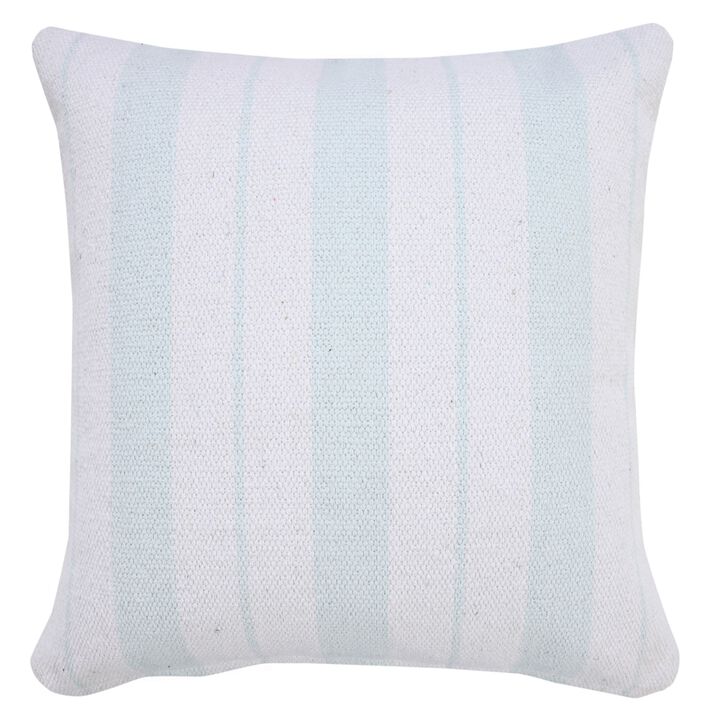 20" Blue and White Striped Pattern Square Throw Pillow