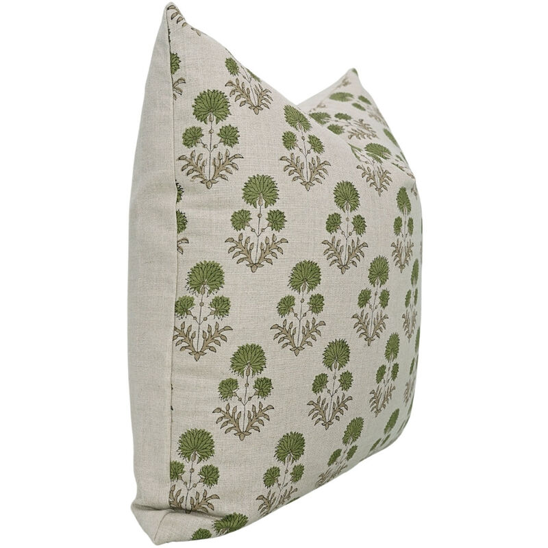 Fabdivine Handblock Green Pure Linen Pillow Cover Boho Throw Cushioncase for Sofa, Couch, Bed, Living, or Farmhouse D&eacute;cor, Rishi image number 5