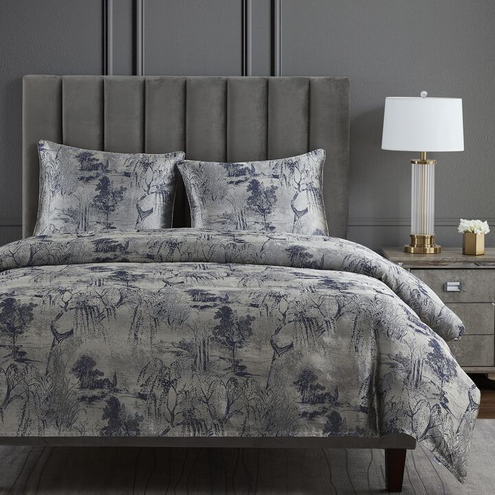 Pastoral Jacquard Silver King Comforter Set