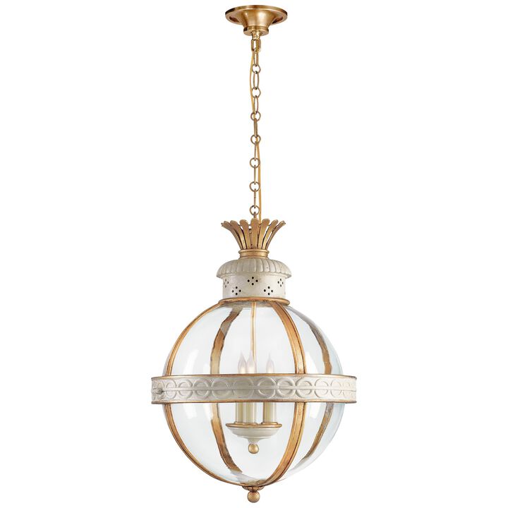 Crown Top Banded Globe Lantern in Antique White