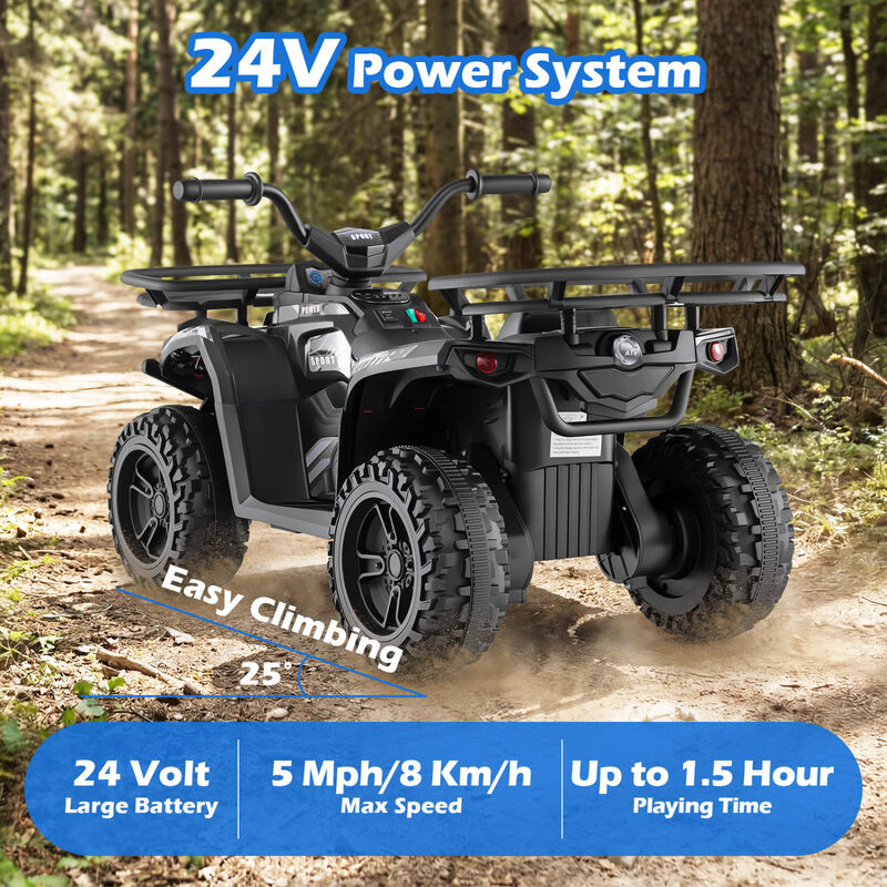 Kids Electric Ride On Quad with 24V Battery and LED Headlights for Outdoor Use image number 7
