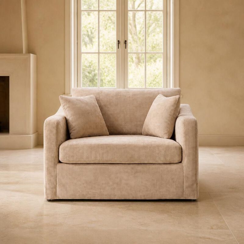 GOODSILO Modern Farmhouse Upholstered Accent Armchair with Two Bolster Pillows for Living Room, Lounge, Reading and Office Spaces image number 3