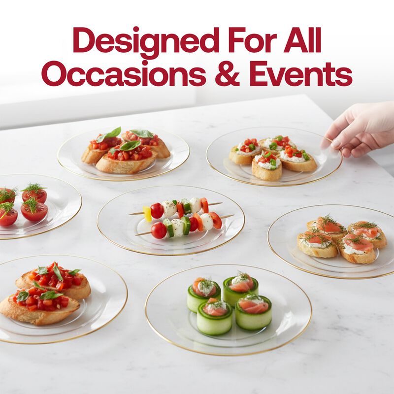 7.5" Clear with Gold Rim Organic Round Plastic Salad Plates (120 Plates) image number 5