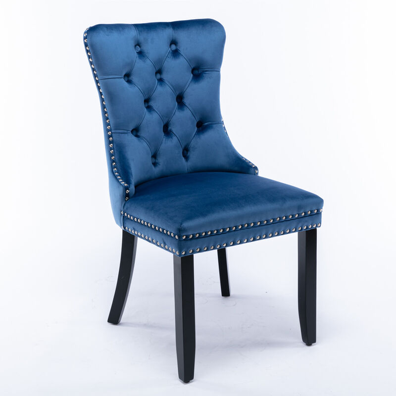 Streamdale Contemporary Velvet Dining Chairs, Blue, 2-PCS Set image number 3