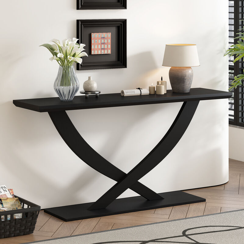 Merax Modern Rustic Console Table with Cross-Leg Design