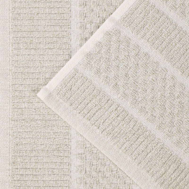2-Piece Cotton Blend Bath Sheet Set &ndash; Textured Checkered & Ribbed Towels image number 2