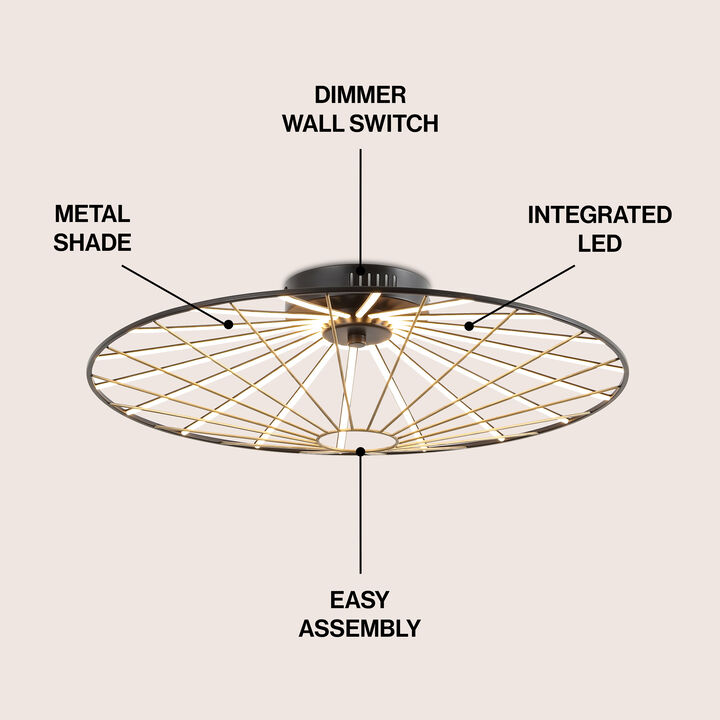 Anders Contemporary Scandinavian Dimmable Stripe UFO Integrated LED Flush Mount