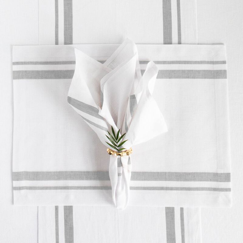 Linen Dinner Napkins - French Stripe