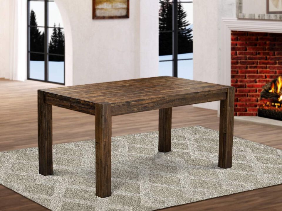 East West Furniture CN6-07-T  Beautiful Rectangular Table with Distressed Jacobean Color Table Top Surface and Asian Wood Dinette Table Wooden Legs - Distressed Jacobean Finish