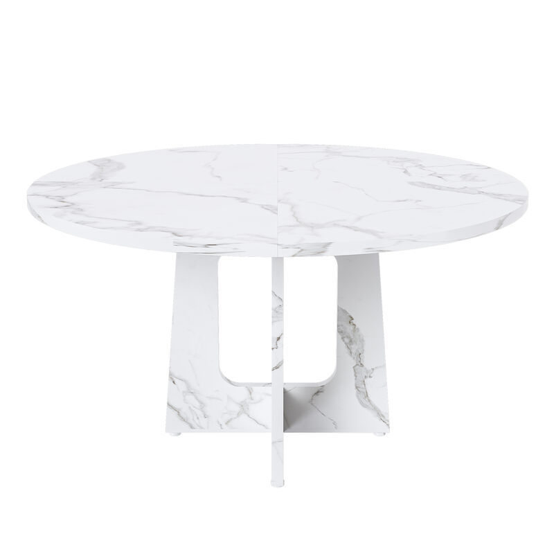 Merax Marble-Style Round Dining Table