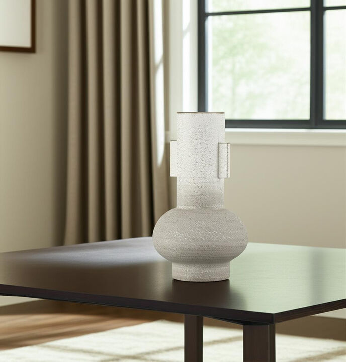 HomeRoots 13" Off White And Gold Metal Table Vase