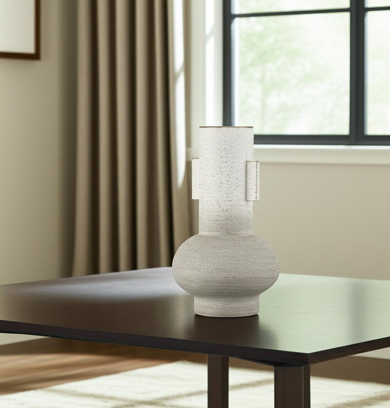 HomeRoots 13" Off White And Gold Metal Table Vase image number 1