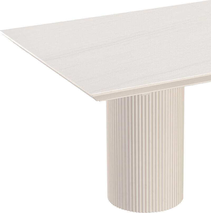 Cannon Stone Top Double Pedestal Extension Dining Table with Ivory Wood Base image number 6