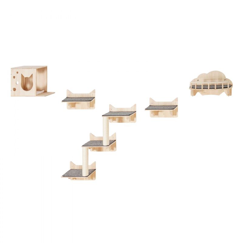 Wall Mounted Cat Shelves Tree with Jumping Boards Nest Furniture Set of 5