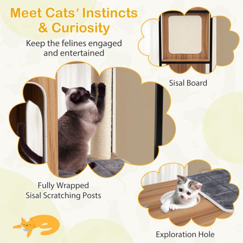 Hivvago Modern Cat Tree Cat House with Metal Frame and Scratching Posts