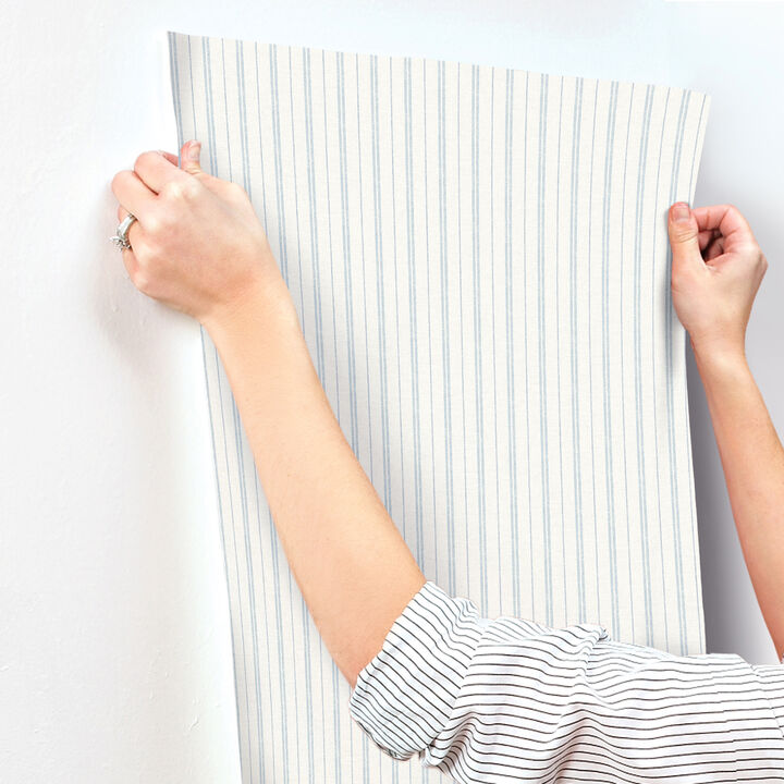 Harville Light Blue Double Stripe Wallpaper