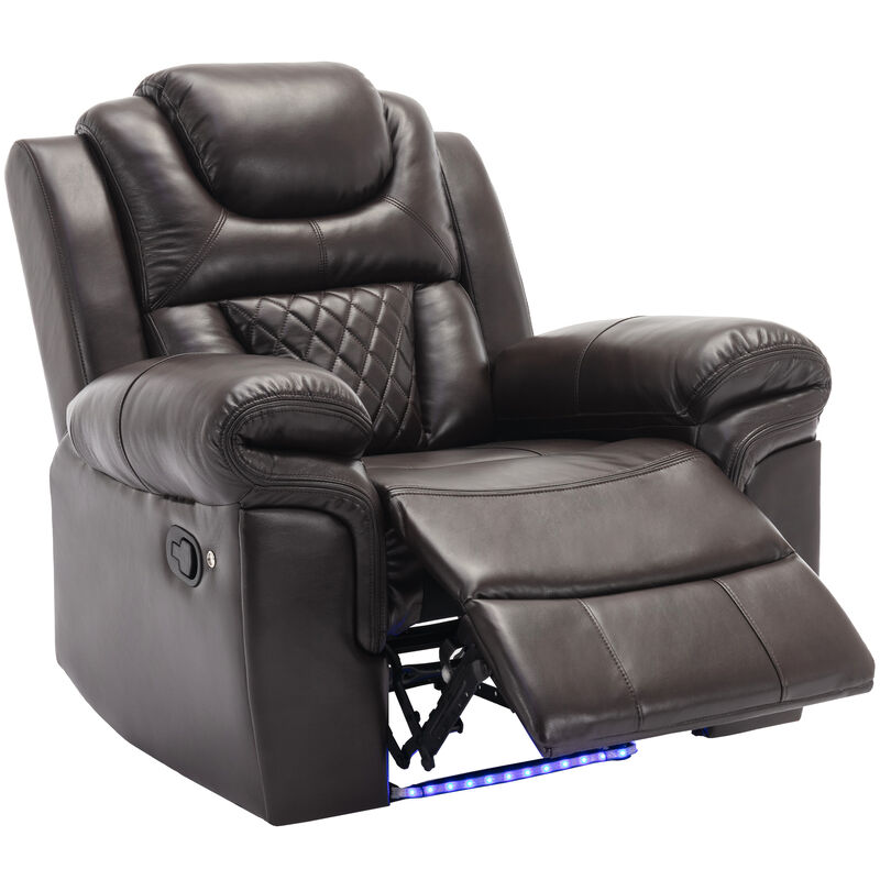 Streamdale Manual Recliner Chair with LED Lights for Home Theater