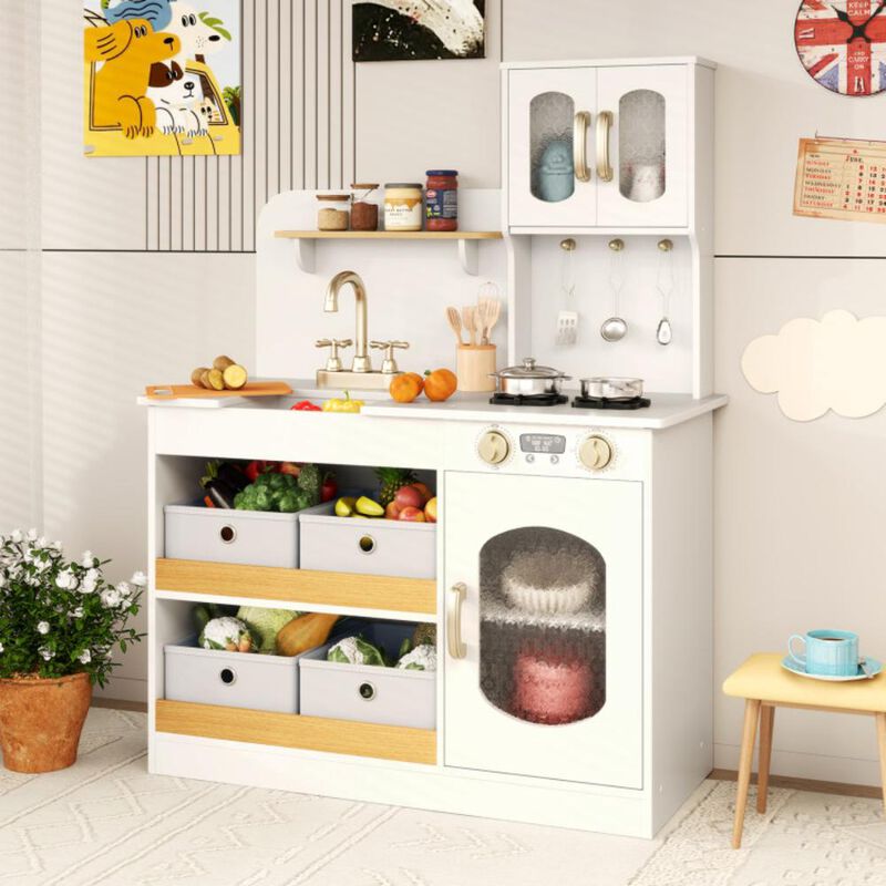 Hivvago Kids Kitchen Playset with Cooking Accessories and Toy Cuttable Veggies