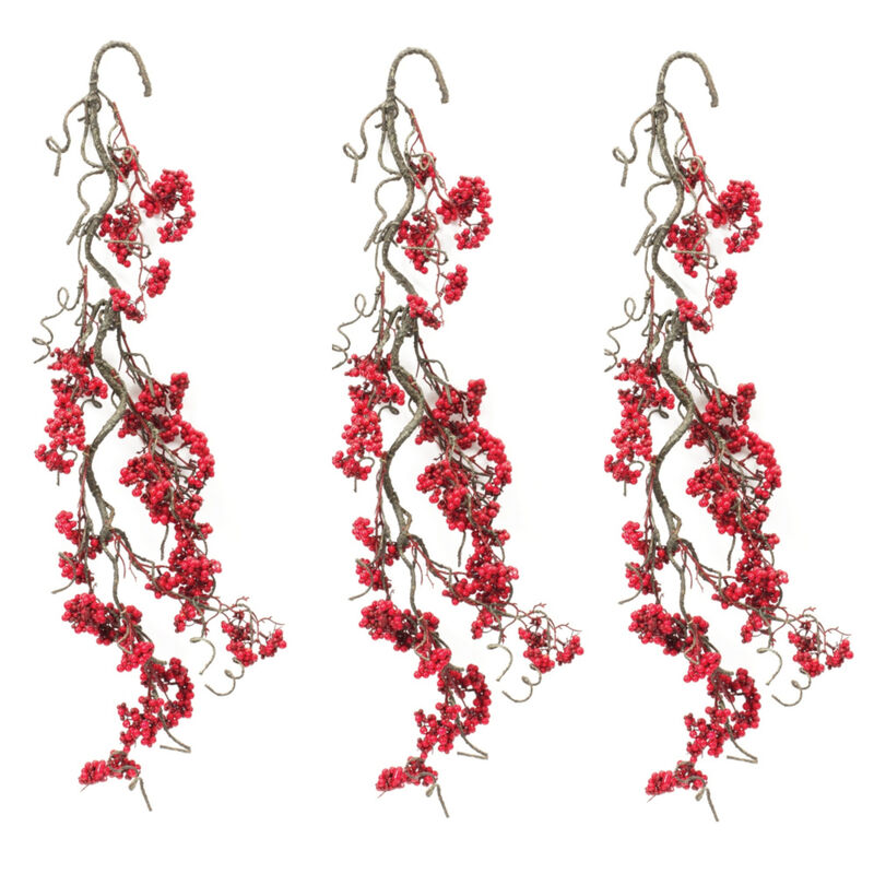 Berry and Twig Garland Set of 3 for Christmas and Winter Accents