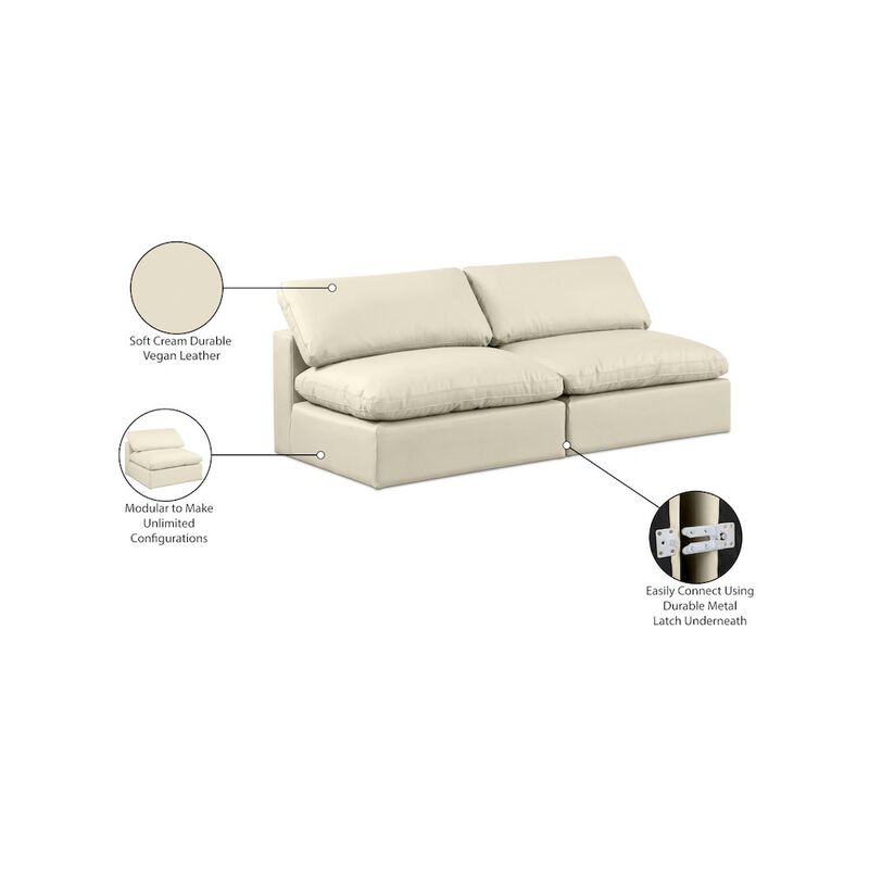 Meridian Furniture Comfy Cream Vegan Leather Modular Sofa