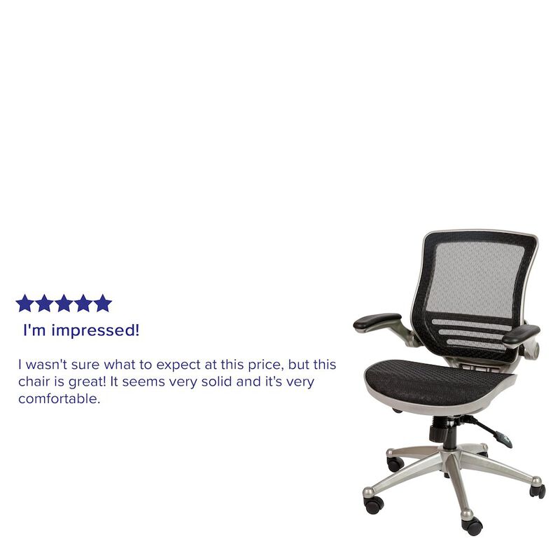 Flash Furniture Mid-Back Black Mesh Executive Swivel Office Chair with Melrose Gold Frame image number 1
