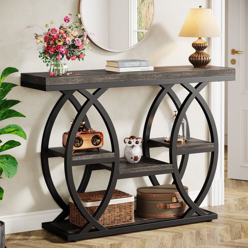Sofa Console Table, 4-Tier Entryway Table with Storage Shelves image number 1