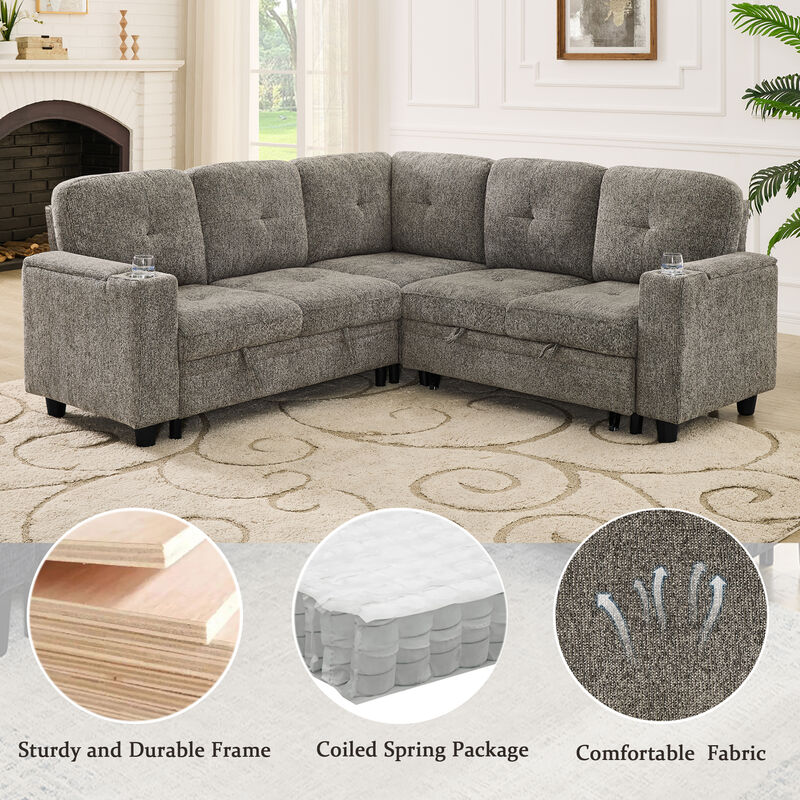 Foje L‑Shaped Convertible Sectional Sleeper Sofa image number 5