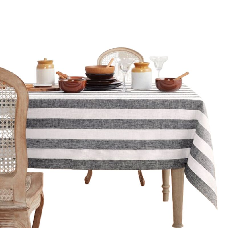 Solino Home 100% Pure Linen Tablecloth - Cabana Stripe