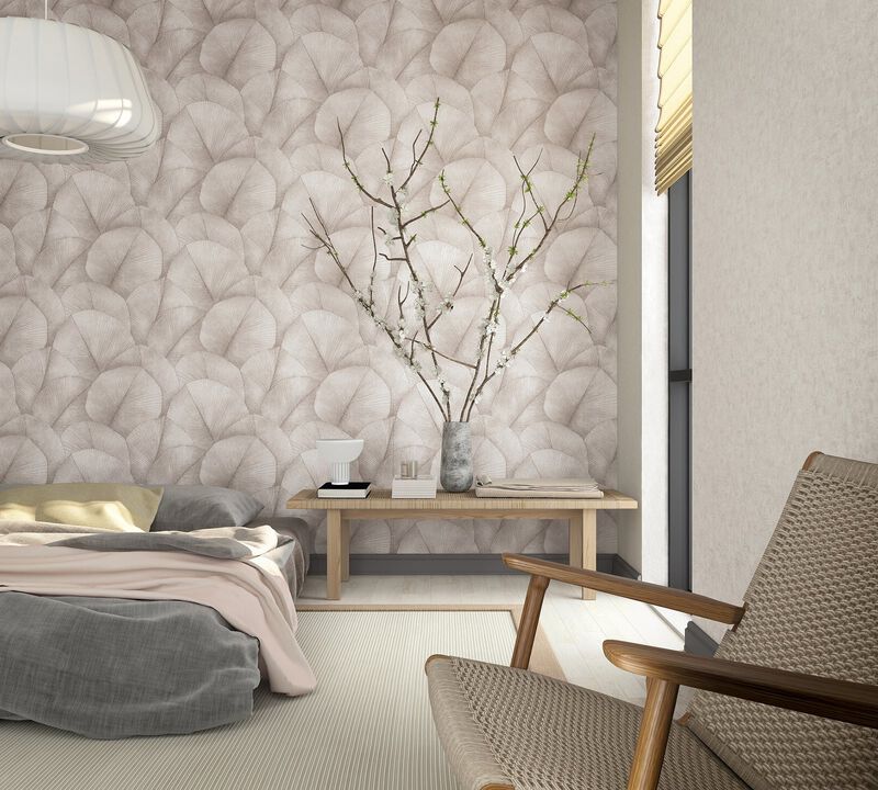 Kumano Palm Leaf Pink Wallpaper 34511