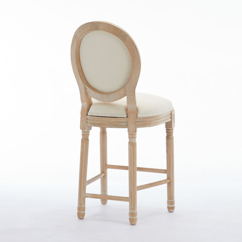 Streamdale Solid Wood Bar stools Set of 2, Classic French Country Wooden Barstools with Upholstered Seating