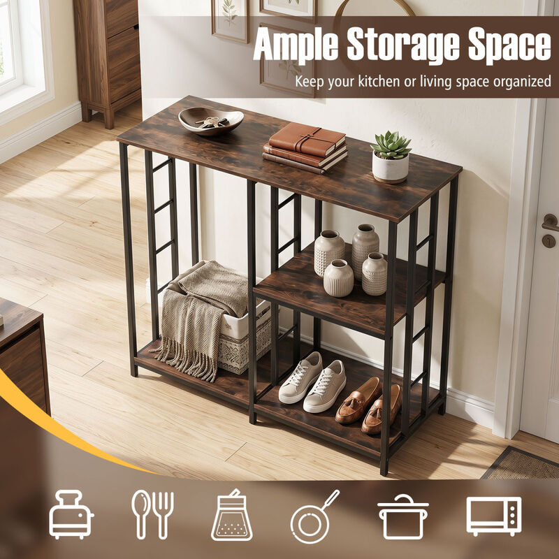 3-Tier Microwave Stand Kitchen Bakers Rack with Open Shelves Storage Unit image number 4