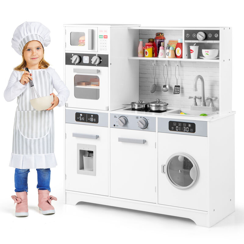 Pretend Play Kitchen Toy Set with Accessory Playset Real Lights & Sounds for Interactive Fun