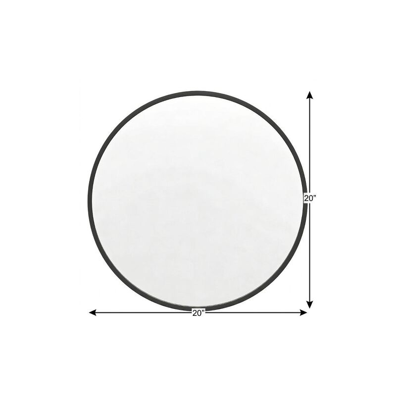 HomeRoots 20" Black Aluminum Round Framed Accent Mirror image number 3