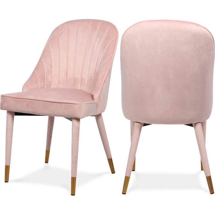 Meridian Furniture Belle Pink Velvet Dining Chair, Set of 2