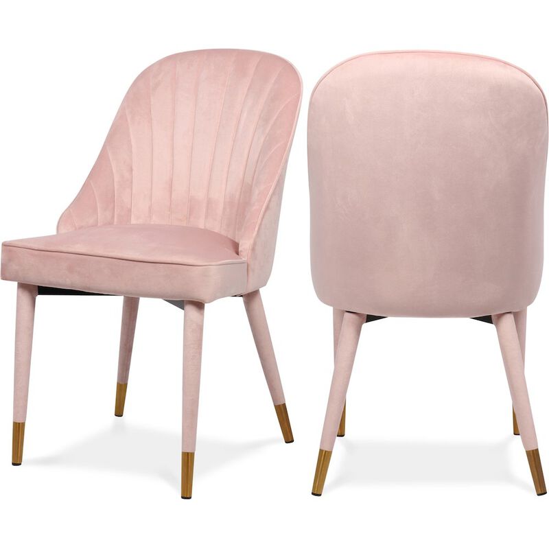 Meridian Furniture Belle Pink Velvet Dining Chair, Set of 2