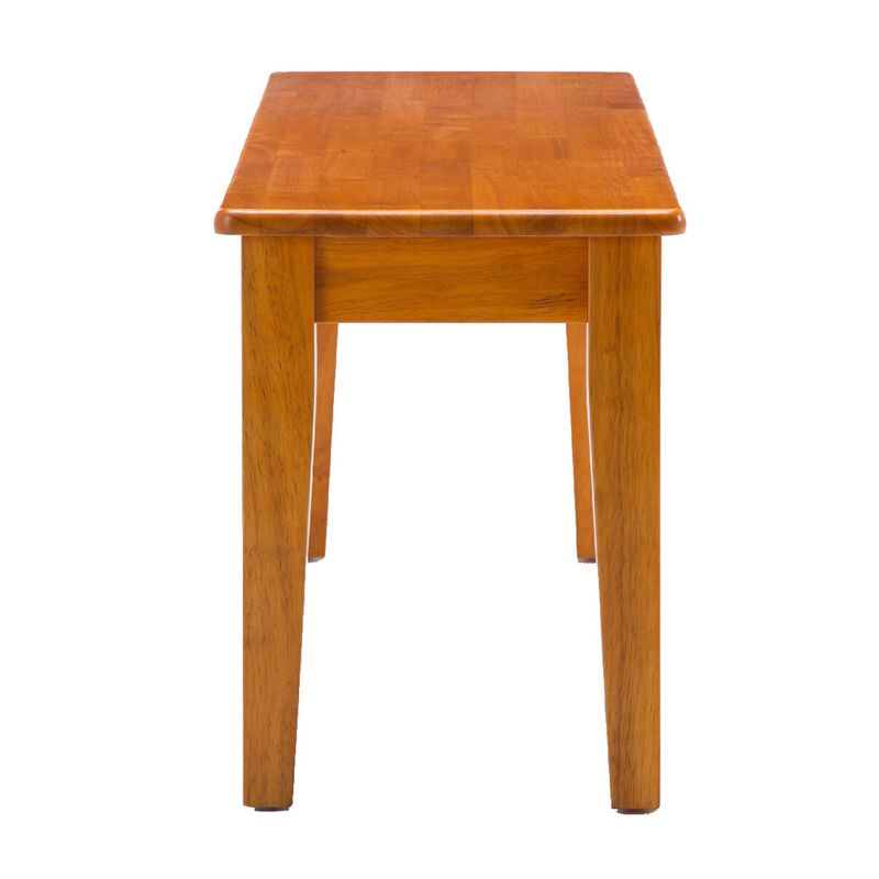 Nova 44 Inch Dining Bench, Tapered Legs, Oak Brown Wood - Benzara