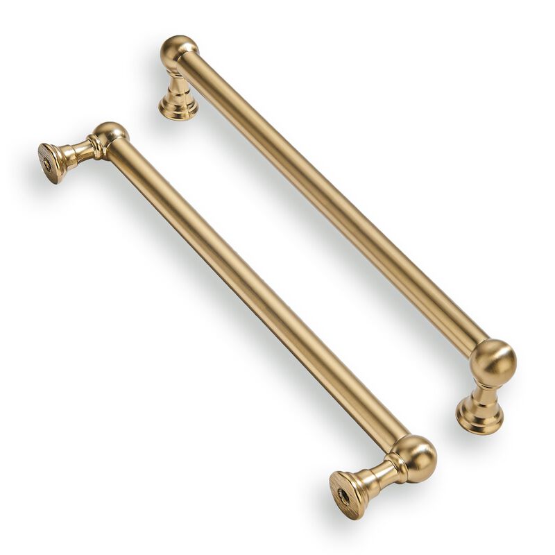 khtumeware 2 Pack 10 Inch Hole Center Brushed Brass Cabinet Pulls Heavy Duty Solid Warm Brass Cabinet Handles cabinets Dressers