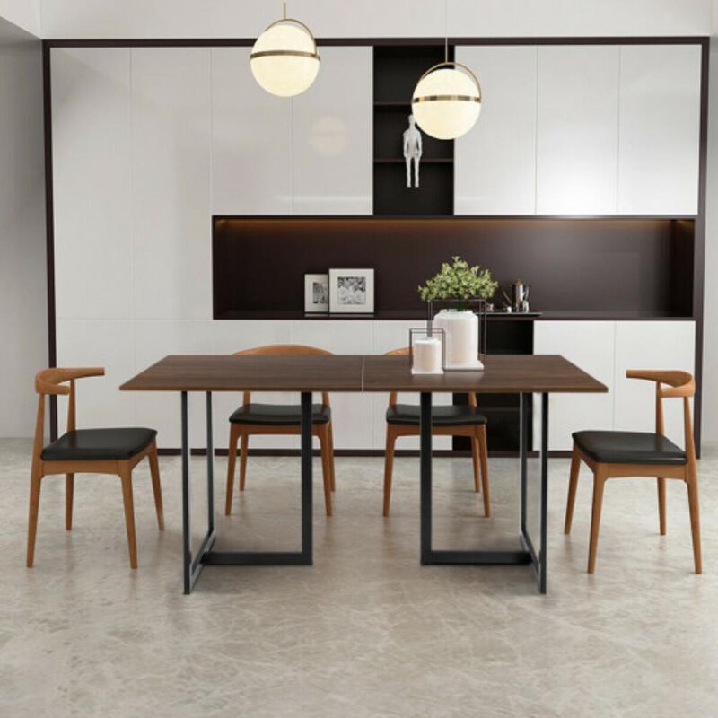 6-Person Industrial Rectangular Dining Table with Sturdy Frame for Kitchen