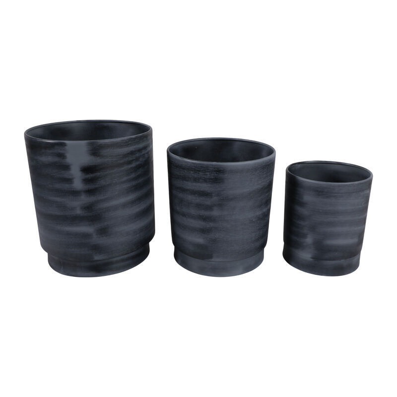 S/3 9/11/13" Tall Metal Pedestal Planters, Gray image number 2