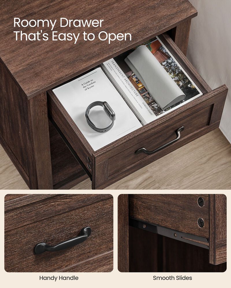 Nightstand with Charging Station and Open Compartment for Convenient Storage image number 4