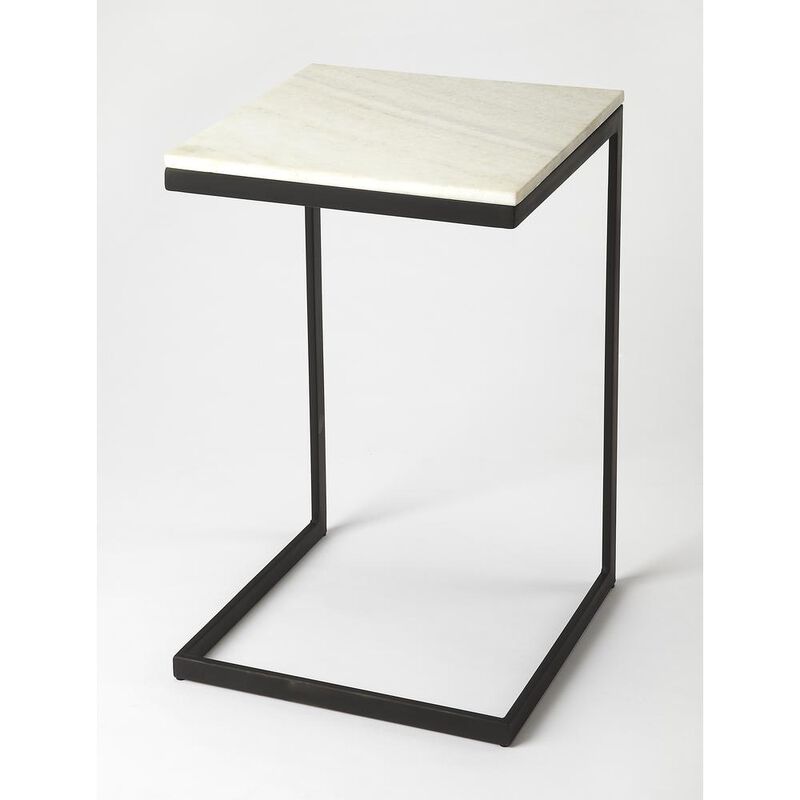 Butler Specialty Lawler Marble C- Side Table, Black, White